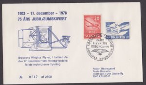 DENMARK - 1978 75yrs OF FIRST WRIGHT BROTHER FLIGHT COVER WITH SPECIAL CANCL.