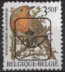 Belgium 1221 (used, precancel) 3.50fr birds: robin (rouge gorge) (1985)