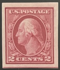 Scott #409 1912 2¢ Washington SL watermark flat plate imperf. MNH OG