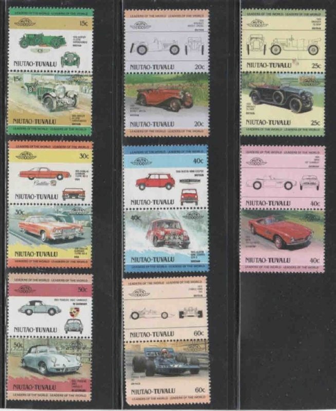 TUVALU-NIUTAO #1-8 1984-85 AUTOMOBILES MINT VF NH O.G PAIRS 