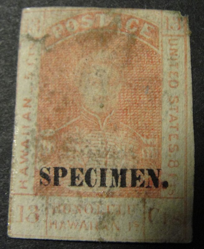 Hawaii Sc. #11S A 1868 Specimen 13 cent Stamp – Used? OG