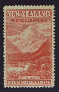 New Zealand 1898 'Mount Cook' 5s vermilion superb MNH. SG 259. Sc 83.