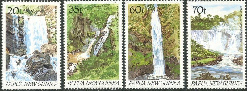 PAPUA NEW GUINEA Sc#729-732 1990 Waterfalls Complete Set OG Mint NH