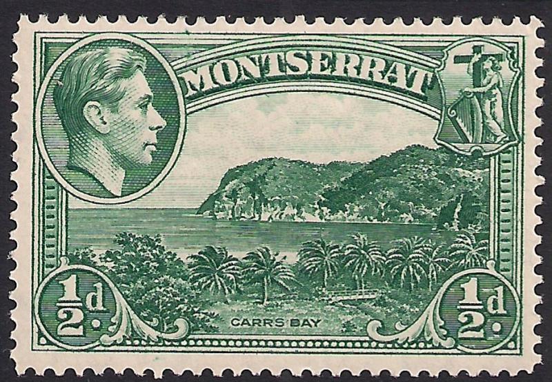 Montserrat 1942 KGV1 1/2d Blue Green MM SG 101a ( K1070 )