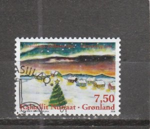 Greenland  Scott#  530  Used  (2008 Christmas Tree and Houses)