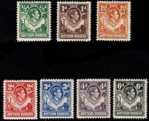 1938 Northern Rhodesia King George VI Selection 1/2d - 6d Partial Set/7 MNH