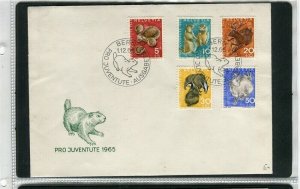 SWITZERLAND; 1965 early Animals Pro Juventute FDC Cover fine used item