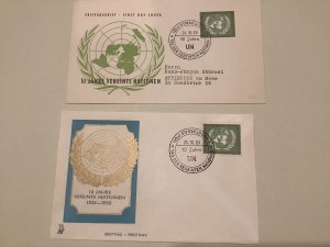 Germany Dusseldorf 1955 United Nations first day stamps covers  Ref A513