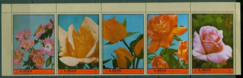 Ajman 1972 Mi#2078-2082 Flowers, Queen's Roses (folded) MLH