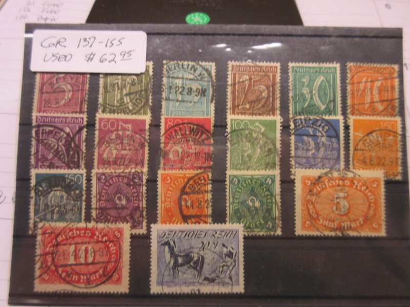 GERMANY Scott 137-155 USED  Lot2  Cat $62.95