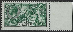 GB 1913 £1 sg403var deep green shade Spec N72/2 unmounted mint marginal, Hendo