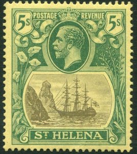 ST HELENA-1922-27 5/- Grey & Green/Yellow Sg 95 light corner bend LIGHTLY MM