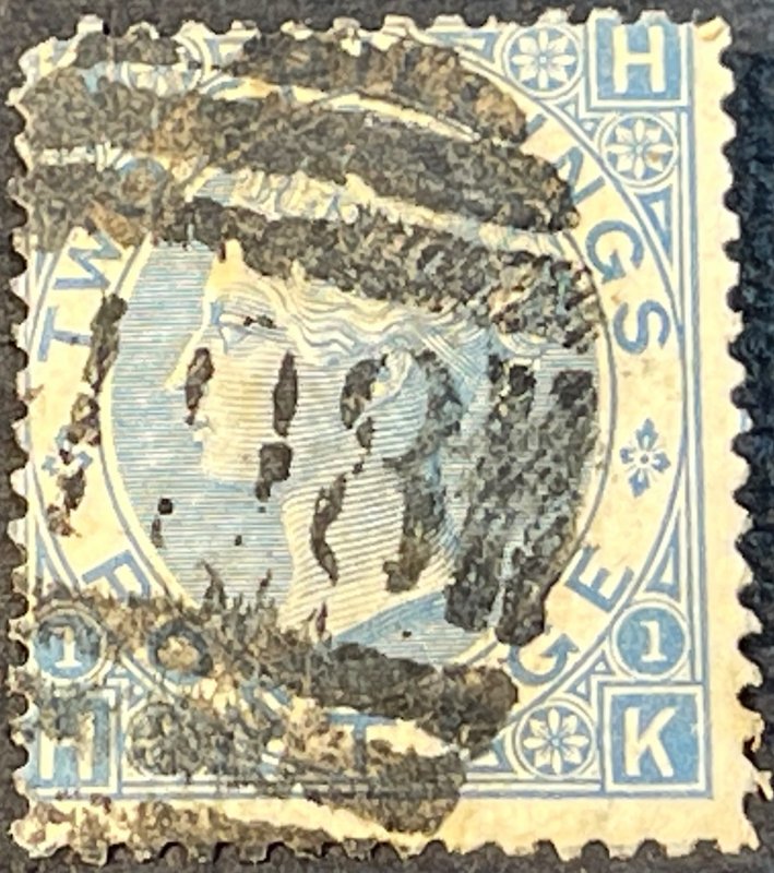 GREAT BRITAIN # 55-USED--SINGLE---BLUE---PLATE # 1---1867-80