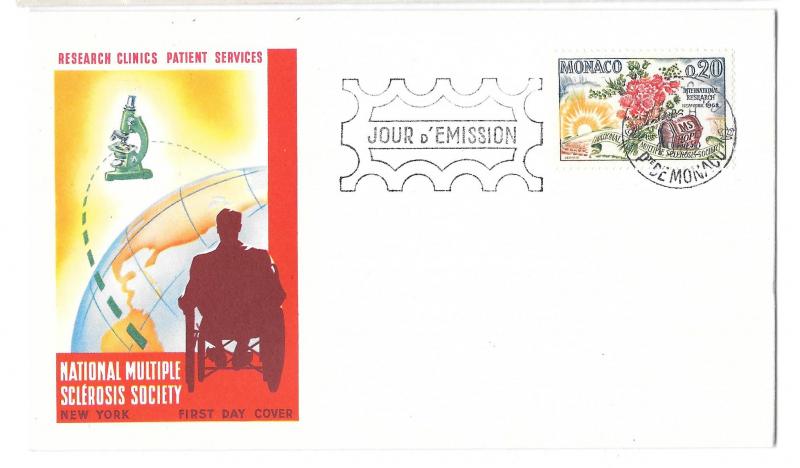 Monaco FDC Mutiple Sclerosis 1962 First Day Cover MS Society Research Sc# 506