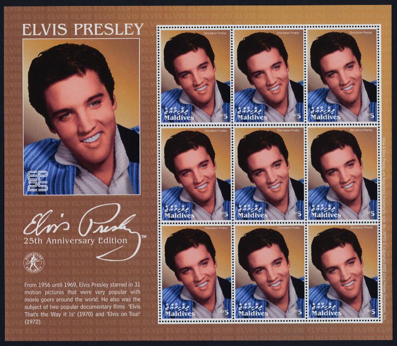 Maldives 2643 Sheet MNH Elvis Presley, Music, 25th Anniversary Edition