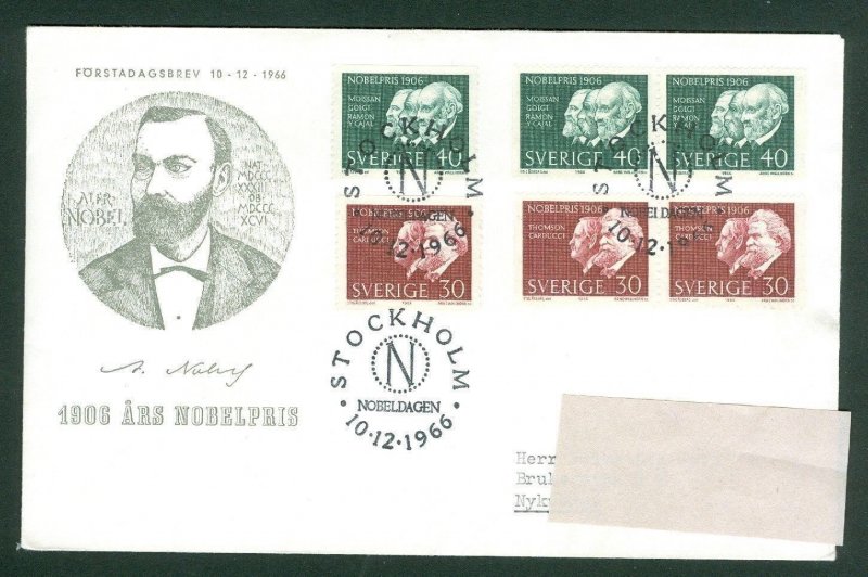 Sweden. FDC Cachet 1966. Nobel Prize 1906. Engraver: Arne  Wallhorn. Adr. 