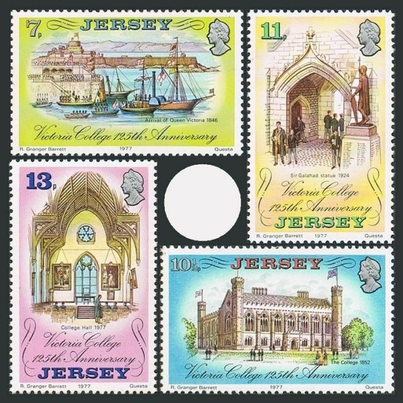 Jersey 179-182,MNH.Michel 164-167. Victoria College,125,1977.Sir Galahad,Ships.