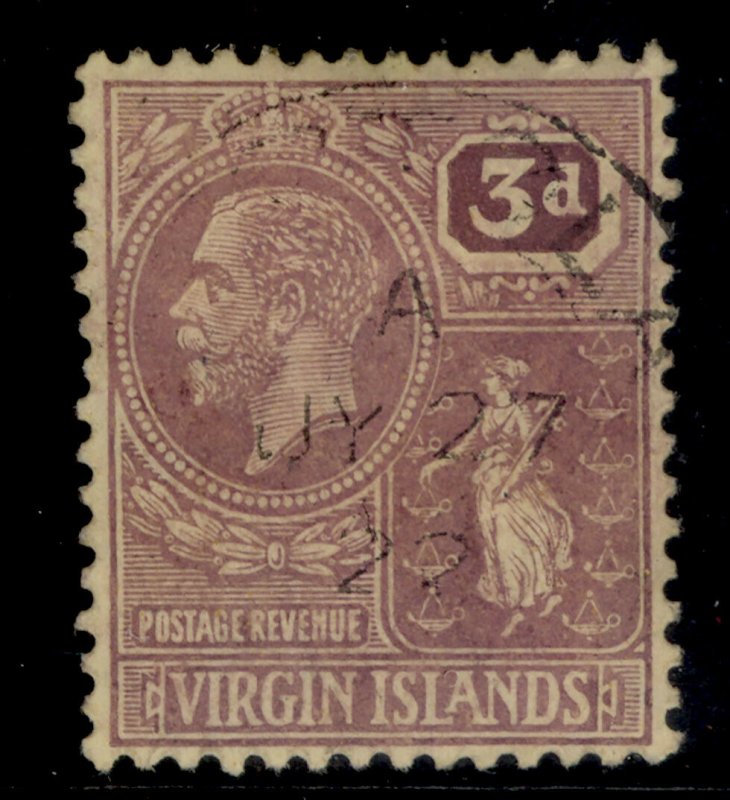 BRITISH VIRGIN ISLANDS GV SG82, 3d purple/pale yellow, FINE USED. Cat £17. CDS