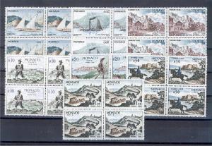 MONACO, DUE STAMPS 1960, MINT NEVER HINGED BLOCKS OF 4