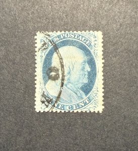 US Stamp #24, used, Fine/Very Fine, nearly flawless