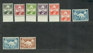 Greenland Sc#1-9 M/NH/VF, Cv. $90