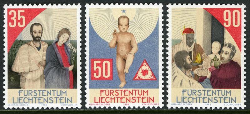 Liechtenstein 895-897 MI 954-956, MNH. Christmas.Joseph,Mary,Christ child, 1988