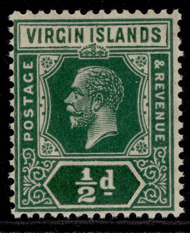 BRITISH VIRGIN ISLANDS GV SG80, ½d green, NH MINT. Cat £16. DIE II SCRIPT WMK