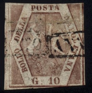 Italy Two Sicilies Naples #5 Coat of Arms 10g Postage Stamp 1858 Used Europe