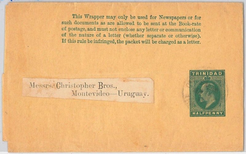 40120 - Trinidad & Tobago-POSTAL STATIONERY-WRAPPER to URUGUAY-RARE DESTINATION