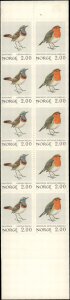 Norway #801a, Complete Booklet, 1982, Birds, Never Hinged