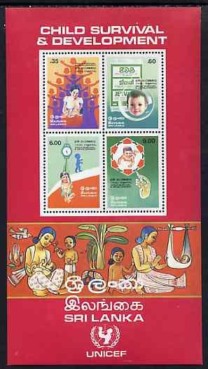 Sri Lanka 1985 UNICEF Child Survival Programme m/sheet co...