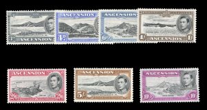 Ascension #44A-49 Cat$104, 1938-44 3p-10sh, seven high values, lightly hinged