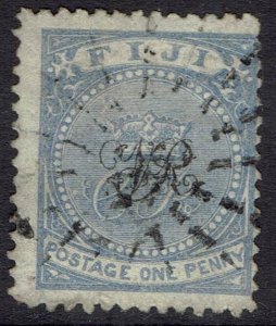 FIJI 1876 VR OVERPRINTED CROWN CR 1D LAID PAPER USED