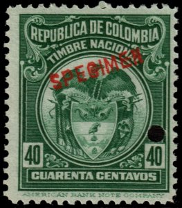 ✔️ COLOMBIA 1917 - FISCAL REVENUE PUNCH & SPECIMEN ABNC  Mi. ST15 MNH ** [6.3]