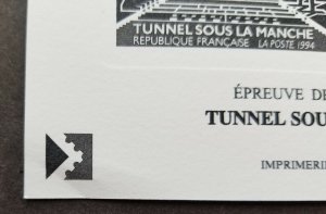 France Britain Joint Channel Tunnel 1994 Railway (black print ms) MNH *see scan