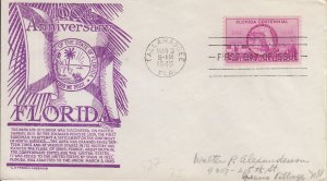 1945 Florida Centennial  (Scott 927) Anderson FDC