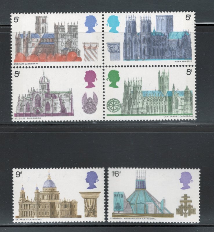 Great Britain 1969 British Cathedrals Scott # 589 - 594 MNH