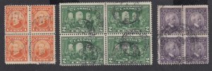 Canada #141-145 Blocks of 4 Used Set