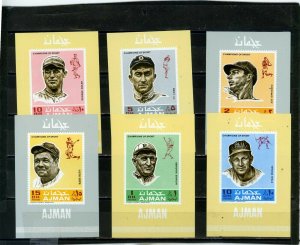 AJMAN 1969 Mi#388-393 SPORT BASEBALL SET OF 6 DELUXE S/S MNH