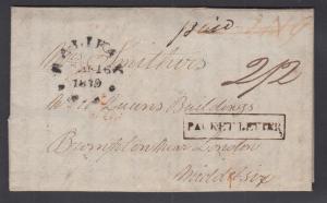 Nova Scotia, 1819 Stampless Transatlantic SFL, PACKET LETTER handstamp, VGG Cert