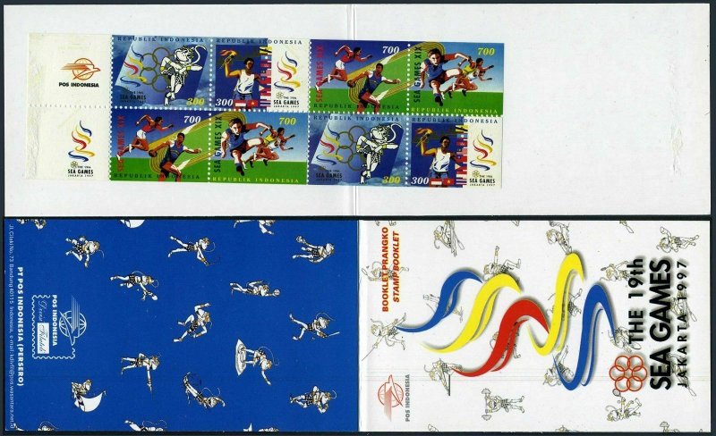 Indonesia 1717-1720a pairs,1720b booklet,MNH. Southeast Asia Games,1997.Discus,