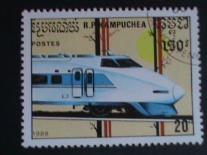 CAMBODIA STAMP 1989 WORLD MODEM TRAINS CTO-MNH SET