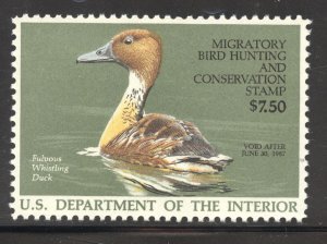 United States Scott RW53 MNHOG - 1986 $7.50 Fulvous Duck - CV $16.00