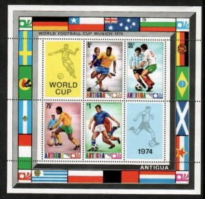 Antigua 1974 - World Cup Soccer Football - Sheet of 4 Stamps - Scott #348A - MNH