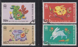 Hong Kong 1987 Lunar New Year of Rabbit Stamps Set of 4 Fine Used