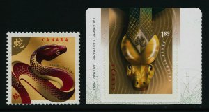 Canada 2599, 2601 MNH Year of the Snake, Lunar New Year