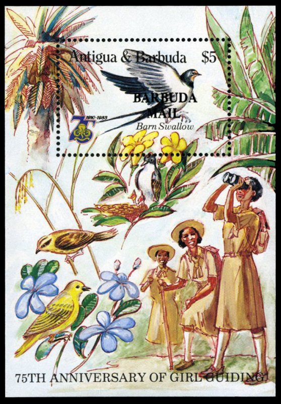 Barbuda #773 Cat$47.50, 1986 Girl Guides souvenir sheet, never hinged