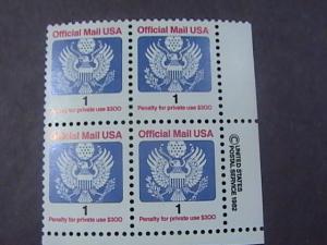 U.S.# O143-MINT/NH-COPYRIGHT BLOCK OF 4---$.01-OFFICIAL--1989