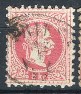 AUSTRIA; 1867 early classic F. Joseph issue fine used Shade of 5Kr. value