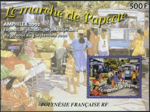 Fr Polynesia 833a sheet, MNH. AMPHILEX-2002. Papeete Market.